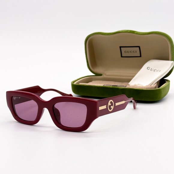 NEW GUCCI SUNGLASSES GG1558SK 005 BURGUNDY WOMEN EYEWEAR GUCCI - Picture 1 of 12